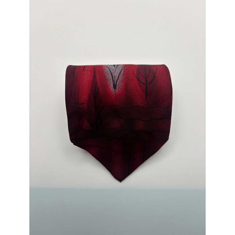Zylos George Machado Mens Silk Tie Red Black Abstract Tree Art Deco WPL 2831